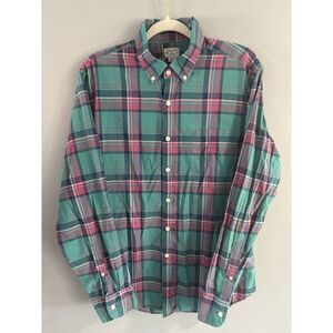 J. Crew Summer Plaid Button‎ Down Shirt Men's Size Large Business Casual